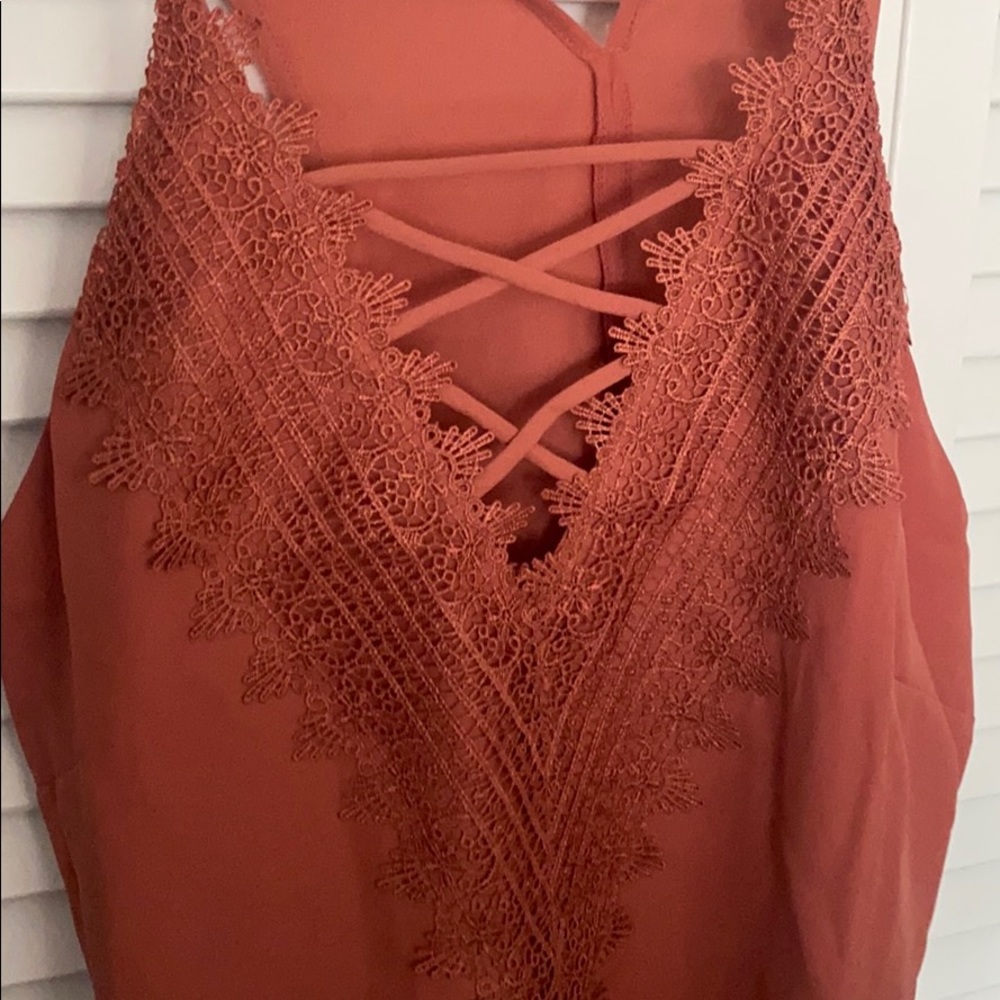 Coral lace tank
